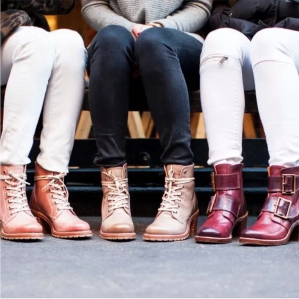 $399 Frye Sabrina Double Buckle Academia Grey Suede Leather Block Heel AnkleBoot - Picture 9 of 16